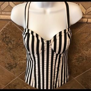 Guess black and white stripe top.
